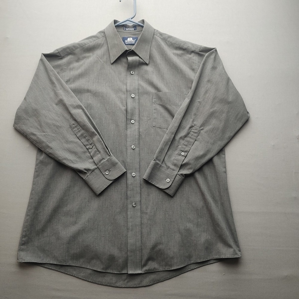 Stafford Wrinkle Free Gray Button up Shirt Long Sleeve Size 16 1/2 32-33